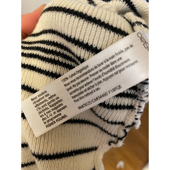 Hi-Low Pullover Striped Knit Sweater Sz P (striped cotton sweater sustainable) - Picture 4 of 4